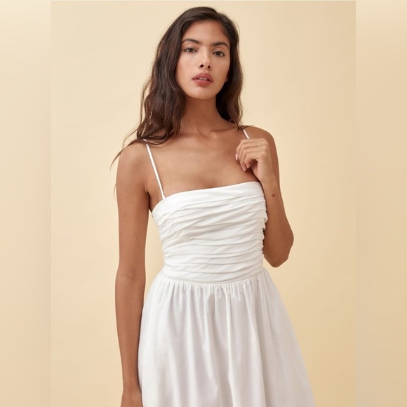 NEW Reformation Lissa Cotton Midi Dress White Ivory Removable Strap | US 0 UK 4 - Picture 4 of 16